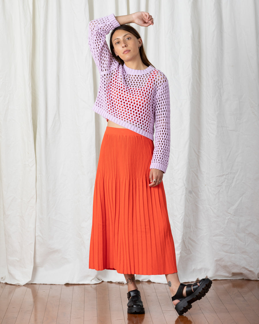 SPRING PLEATED KNIT SKIRT - POPPY