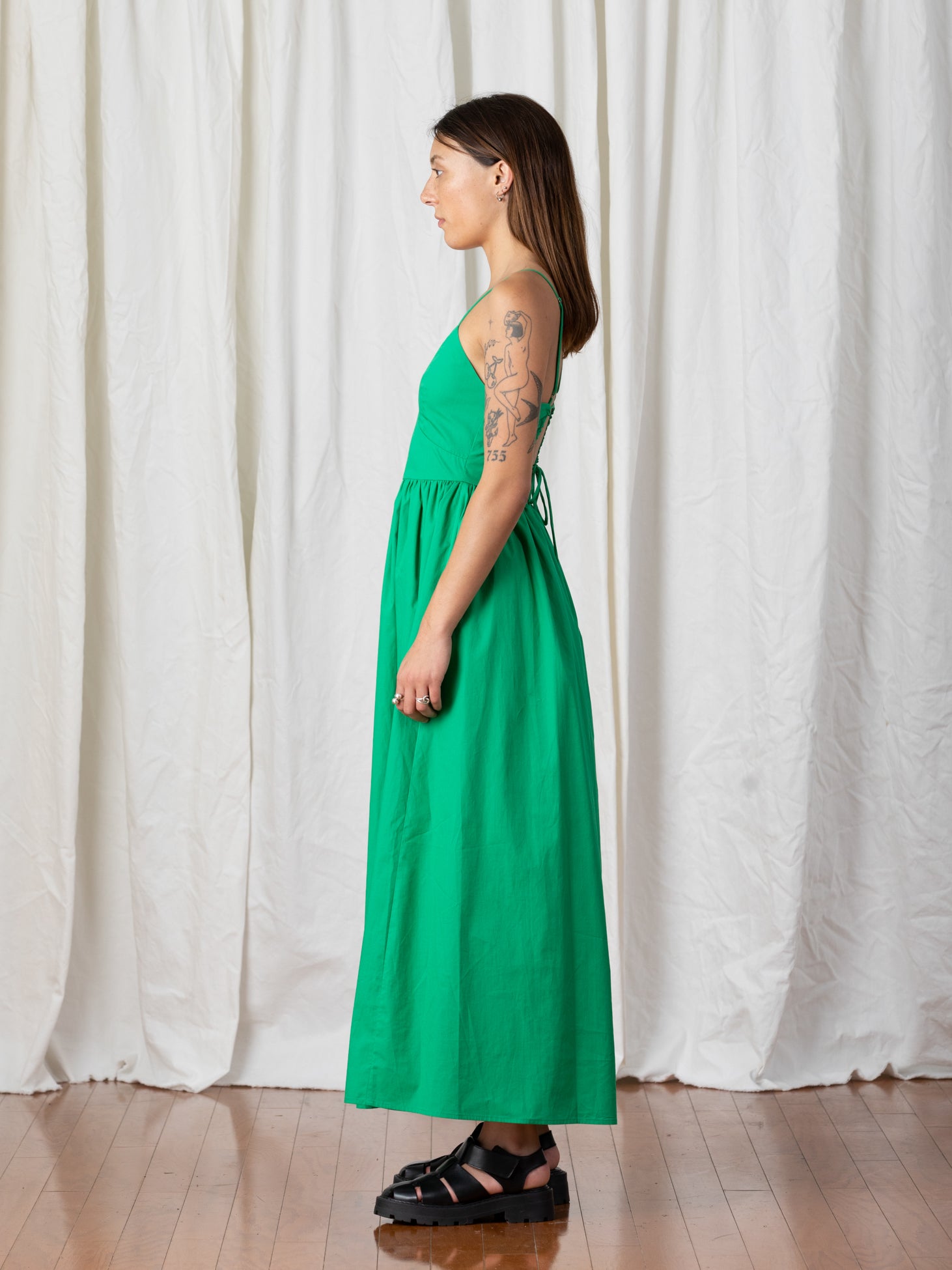 SAMPLE - TIE BACK MAXI DRESS - KELLY GREEN