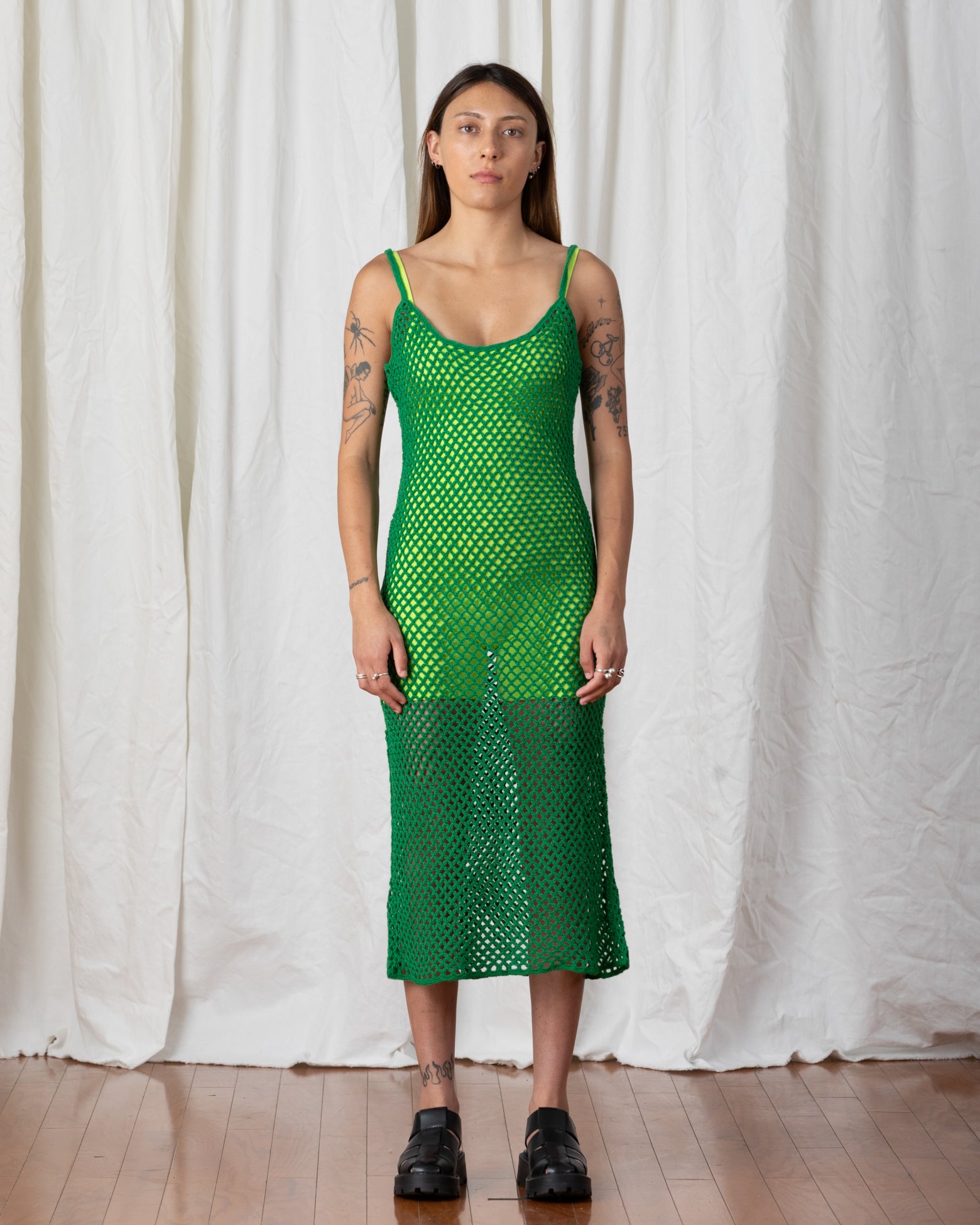 CROCHET DRESS - KELLY GREEN