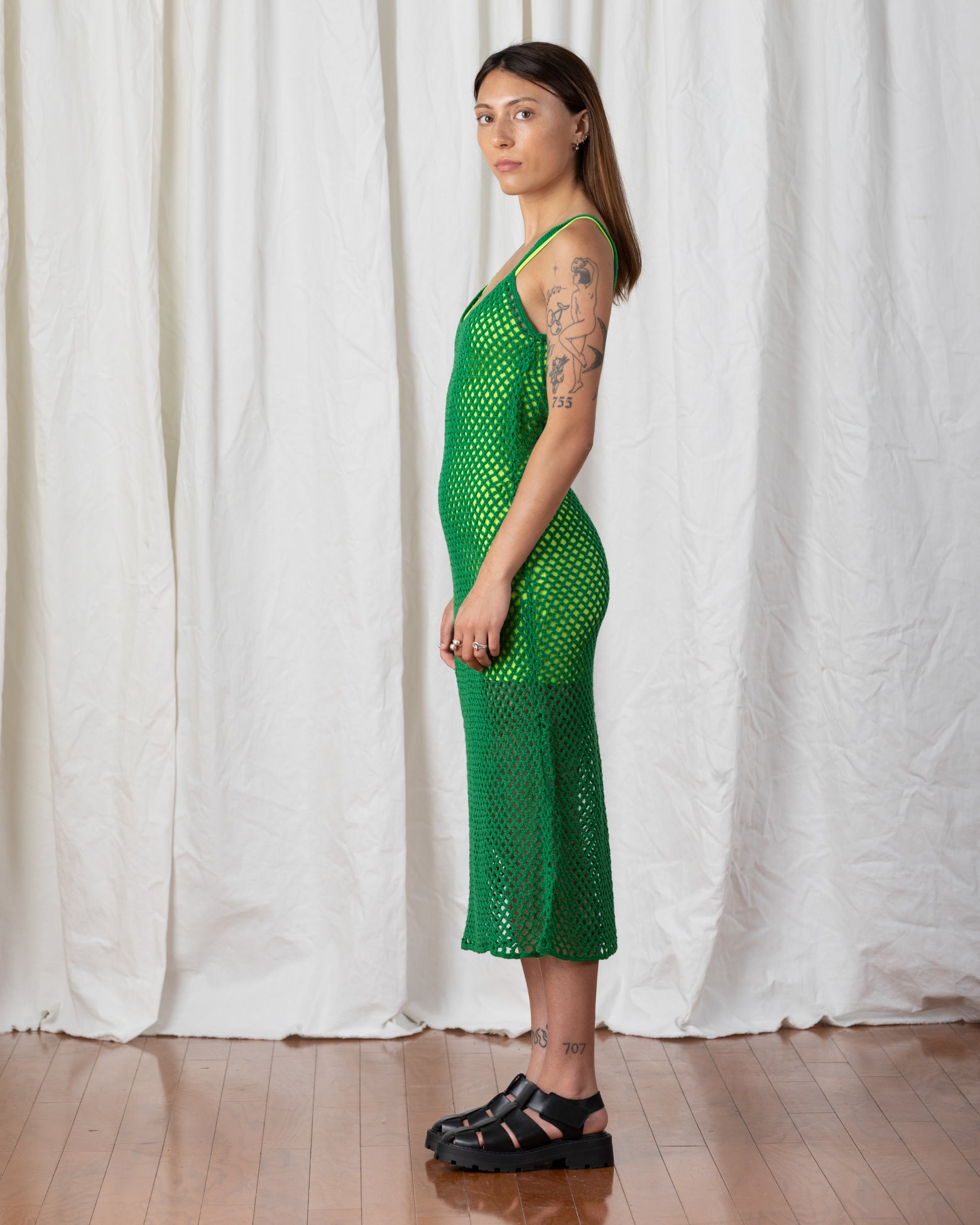 CROCHET DRESS - KELLY GREEN