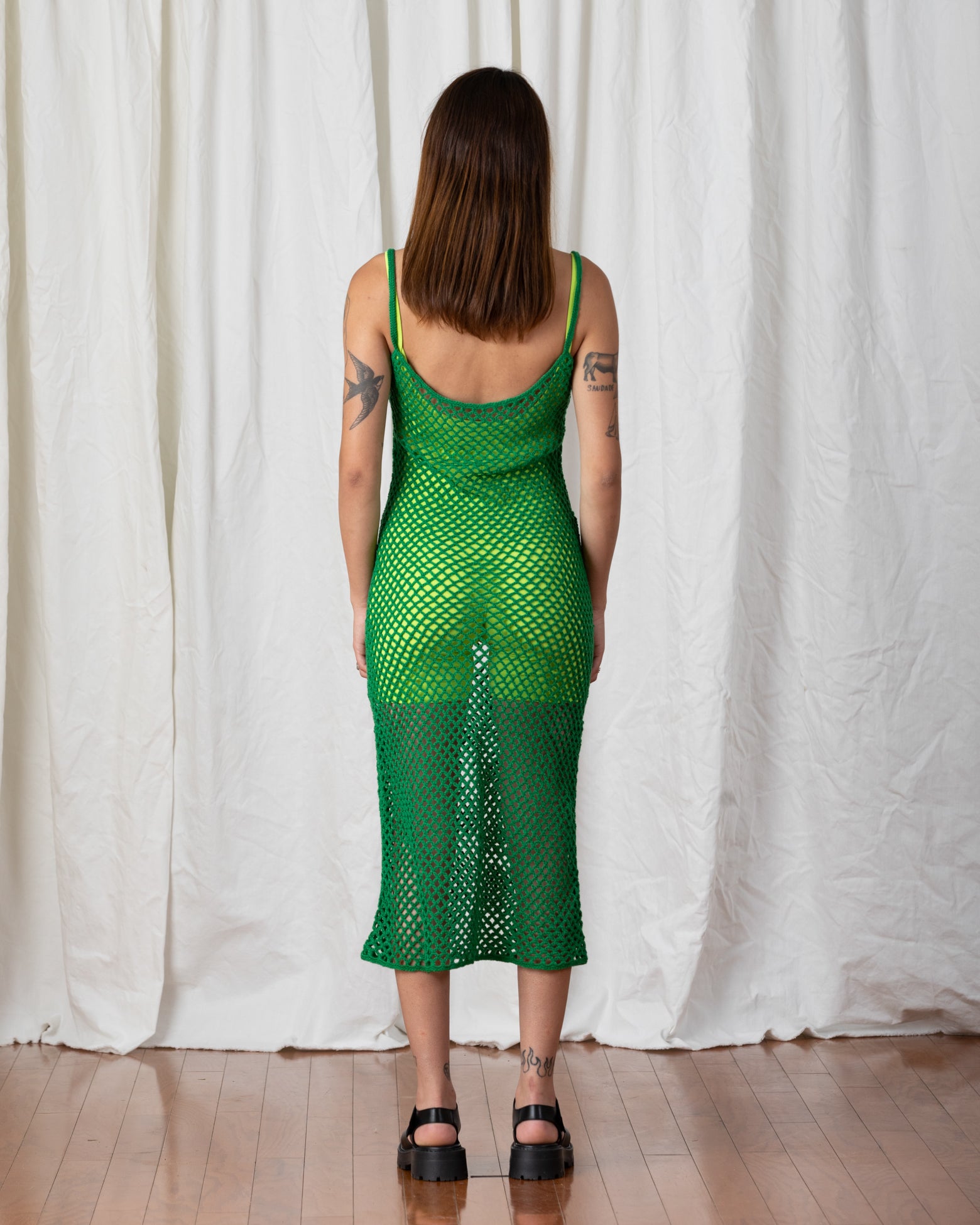 CROCHET DRESS - KELLY GREEN