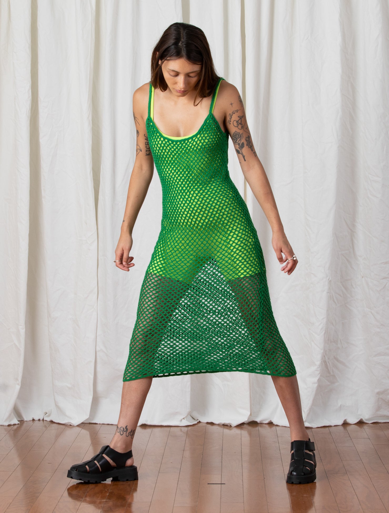 CROCHET DRESS - KELLY GREEN