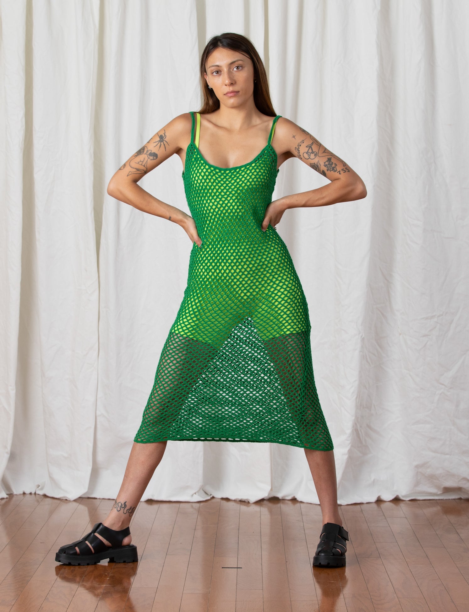 CROCHET DRESS - KELLY GREEN