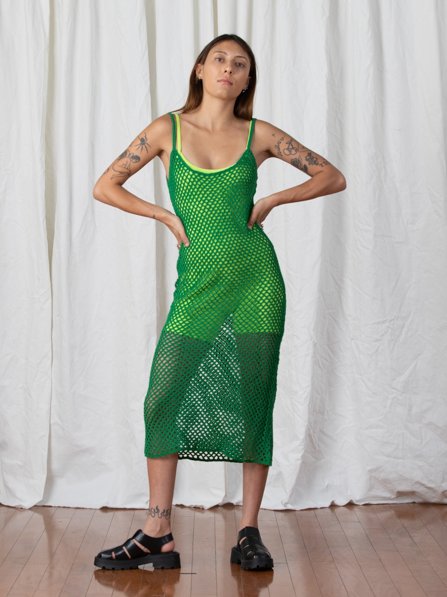 CROCHET DRESS - KELLY GREEN