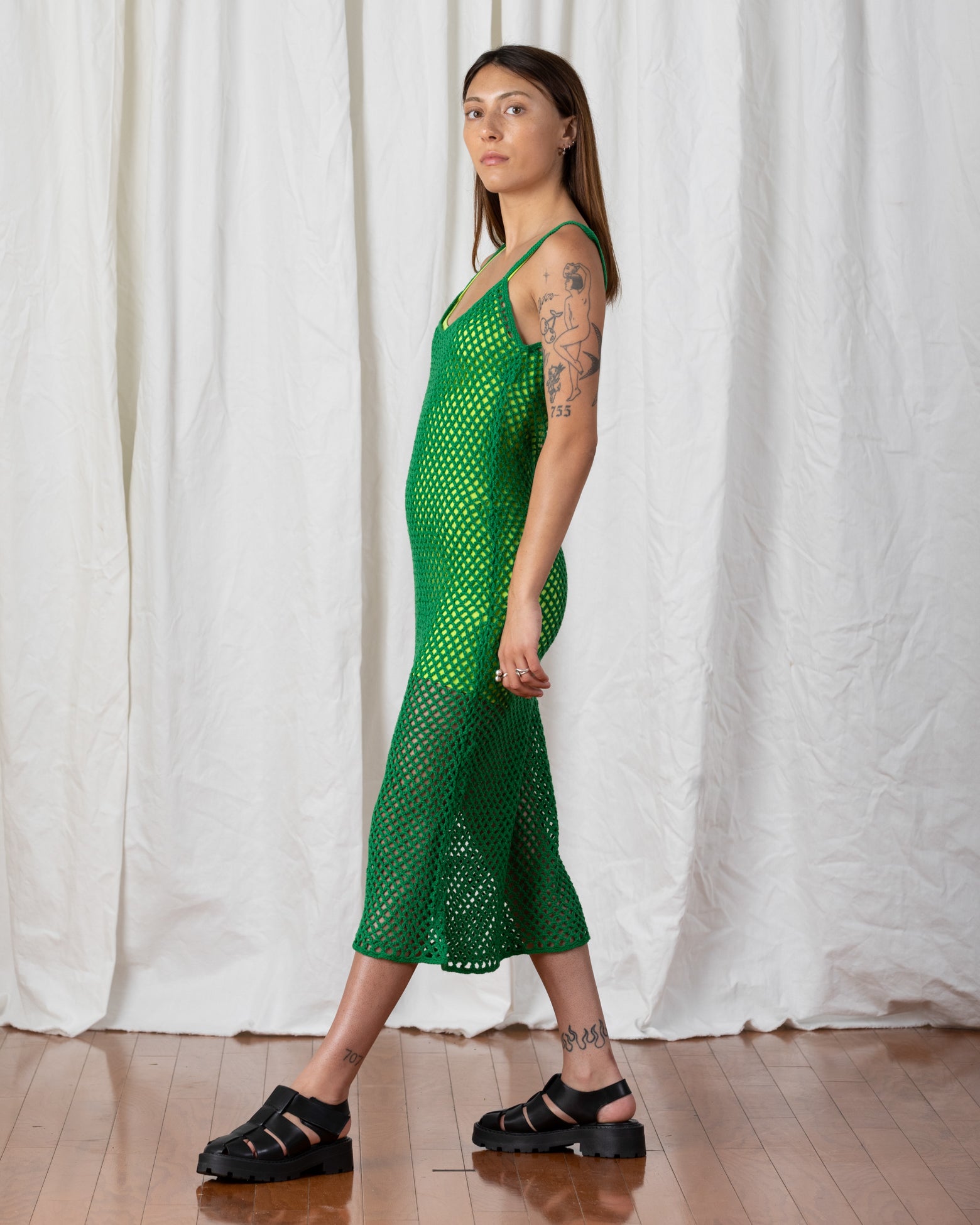 CROCHET DRESS - KELLY GREEN