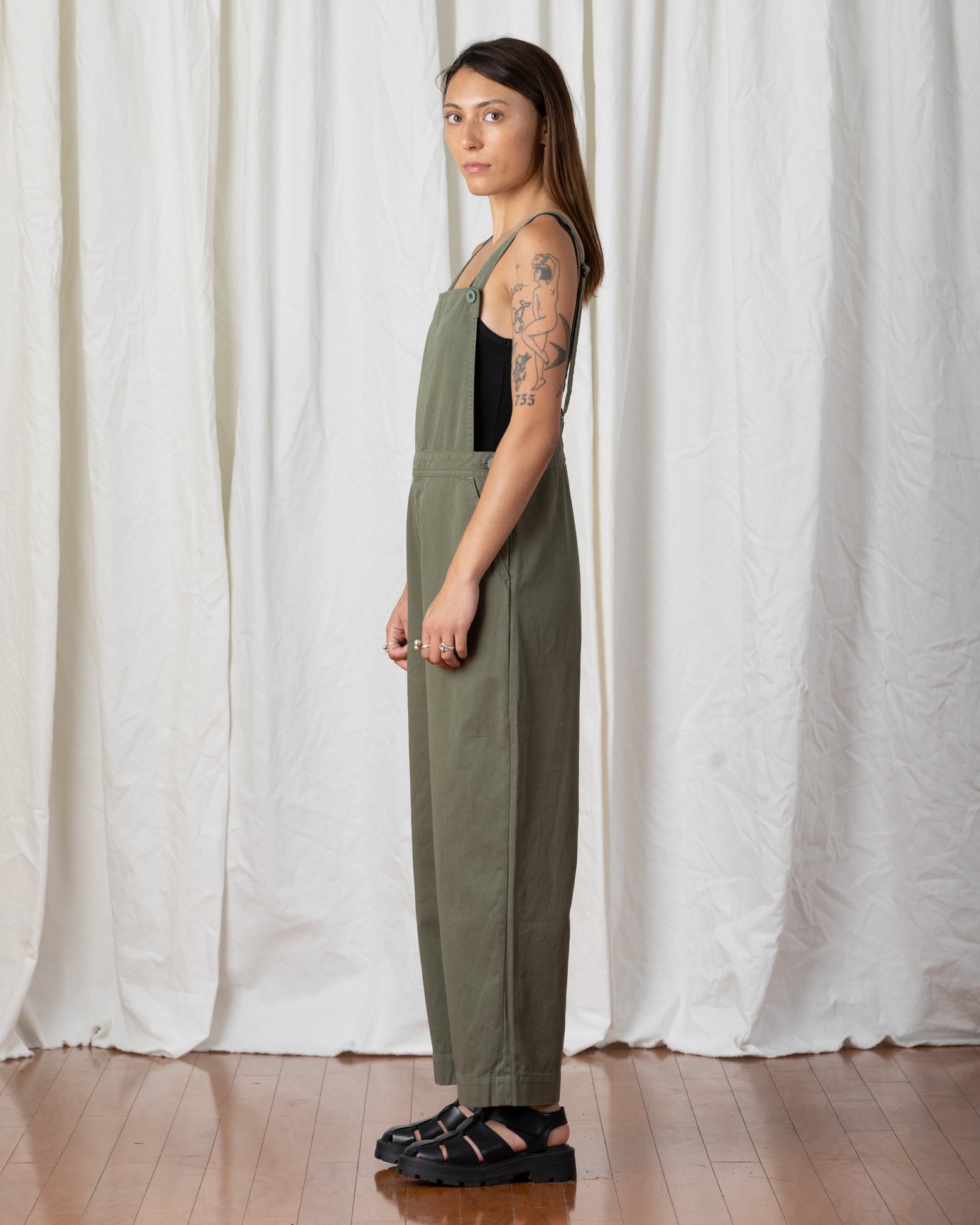SAMPLE - FITTED OVERALL JUMPER - FADED OLIVE