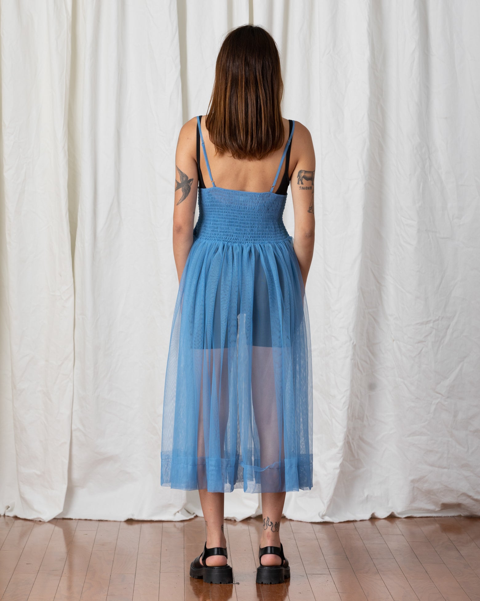 MESH BALLERINA DRESS - MUTED CERULEAN