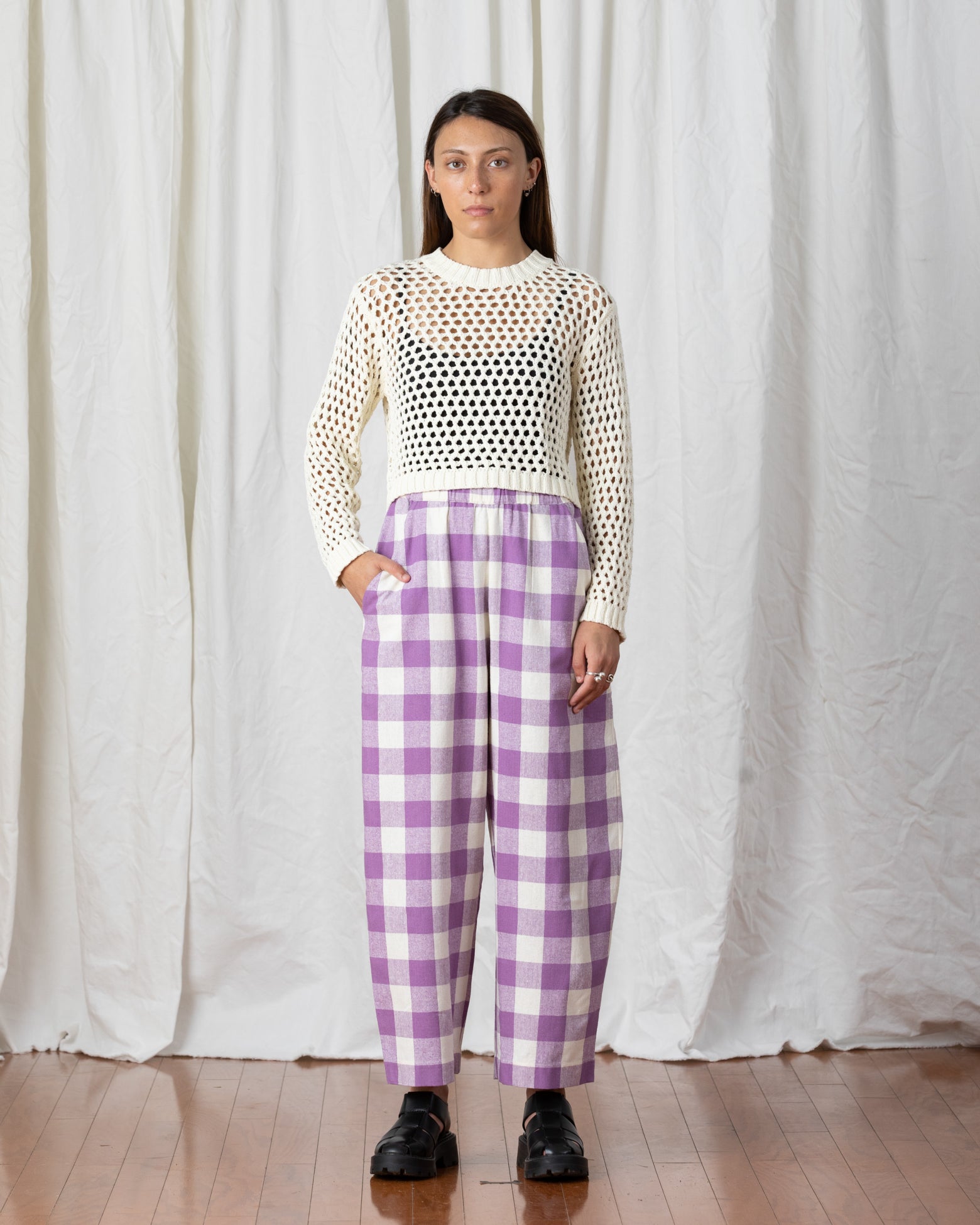 SAMPLE - OPEN KNIT SWEATER - BONE