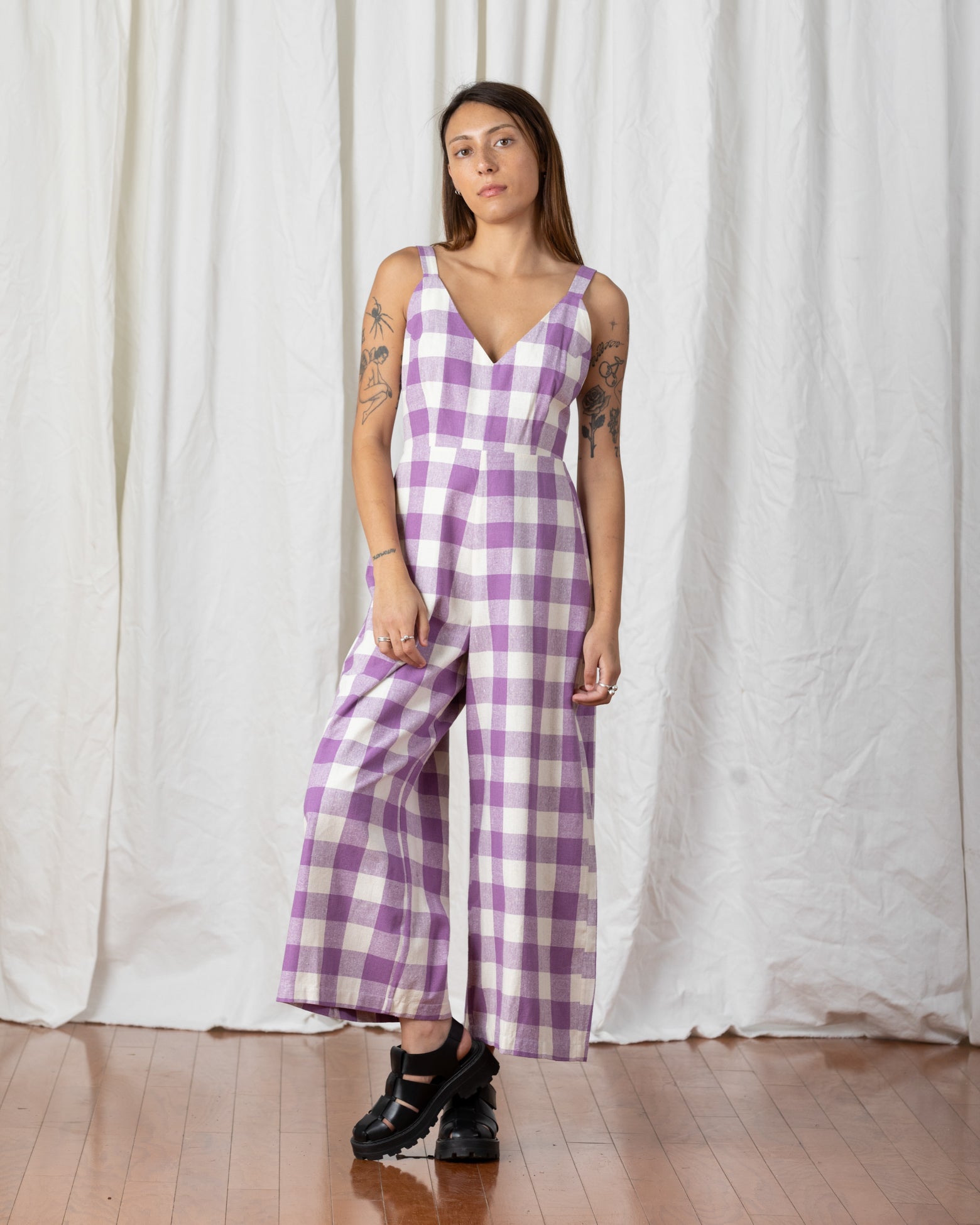 SAMPLE - FITTED JUMPER - LILAC/BONE PLAID