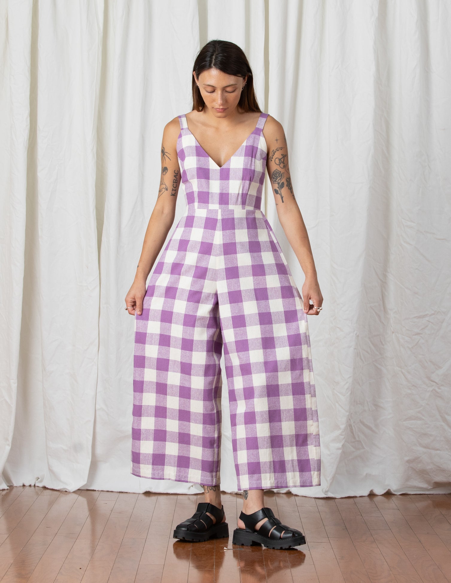 SAMPLE - FITTED JUMPER - LILAC/BONE PLAID