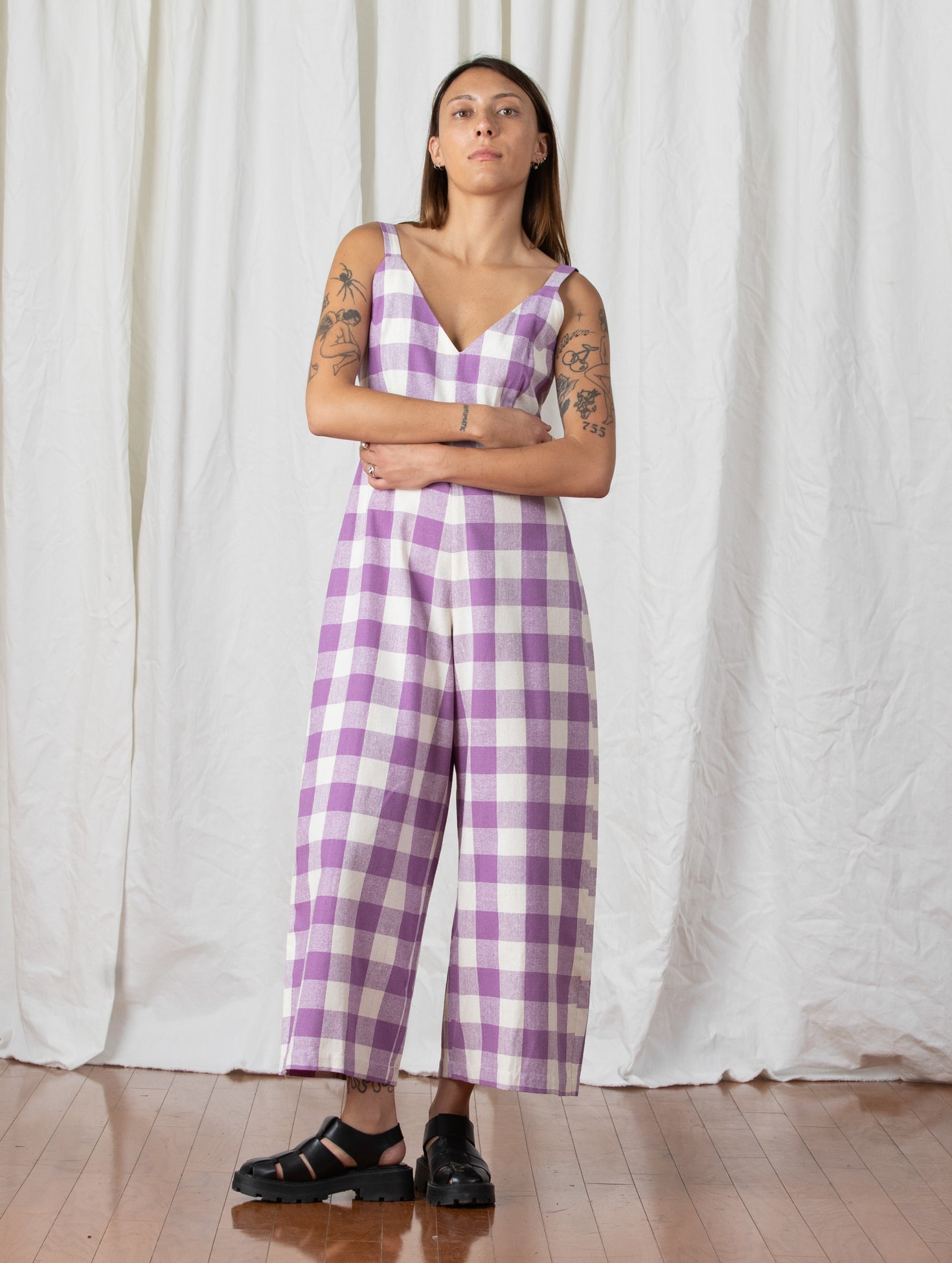 SAMPLE - FITTED JUMPER - LILAC/BONE PLAID