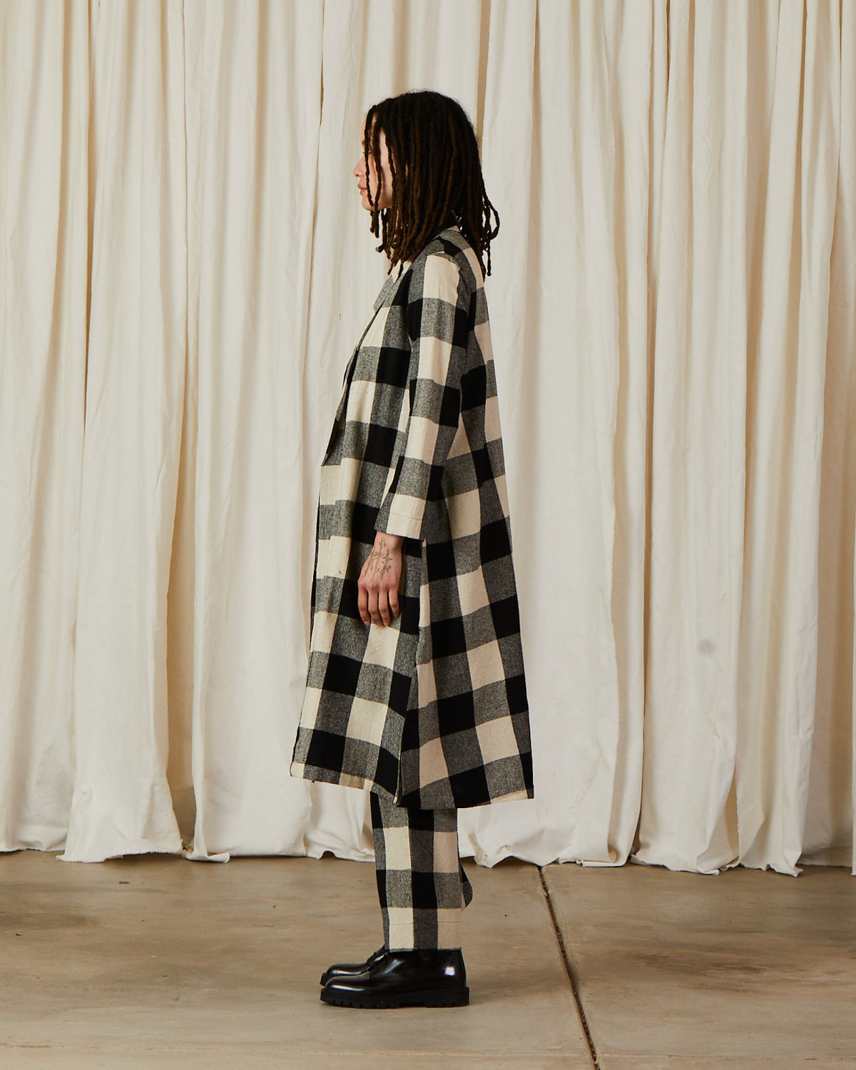 NOTCH JACKET - BLACK/CREAM PLAID