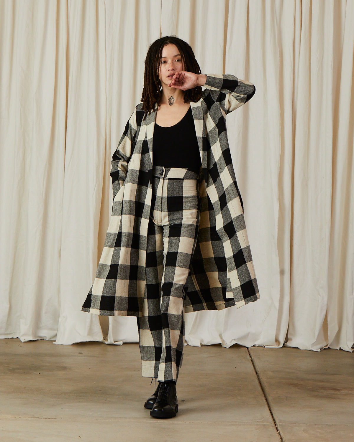 NOTCH JACKET - BLACK/CREAM PLAID