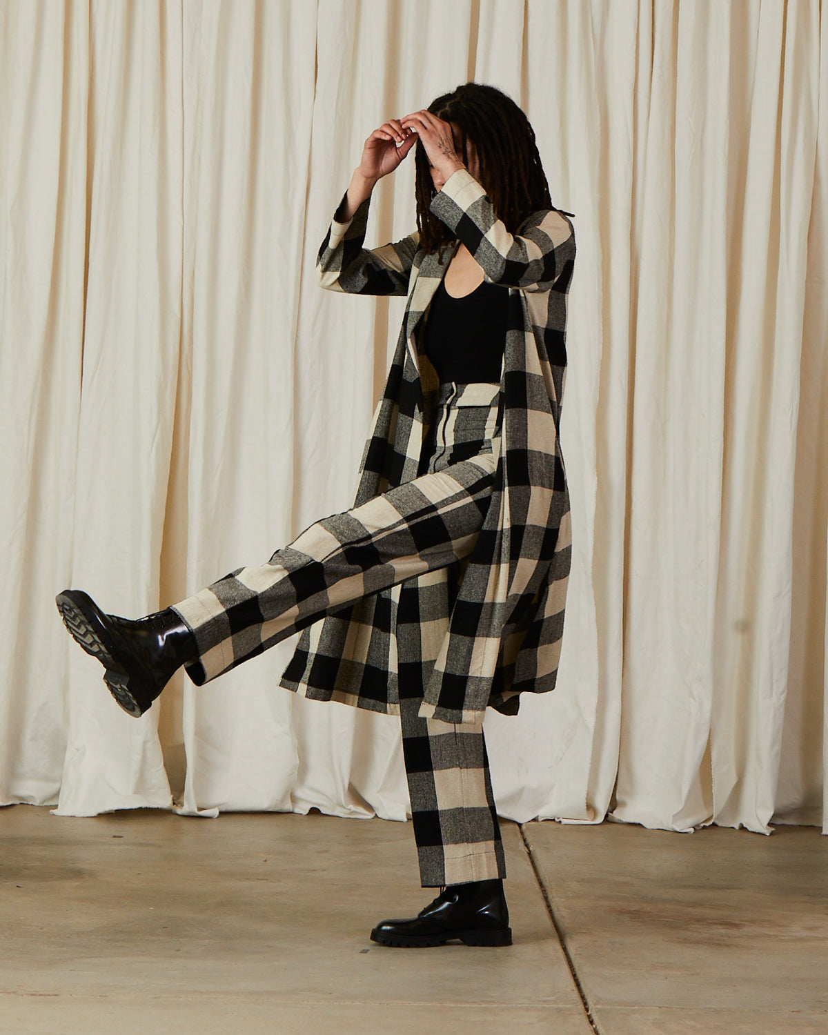 NOTCH JACKET - BLACK/CREAM PLAID