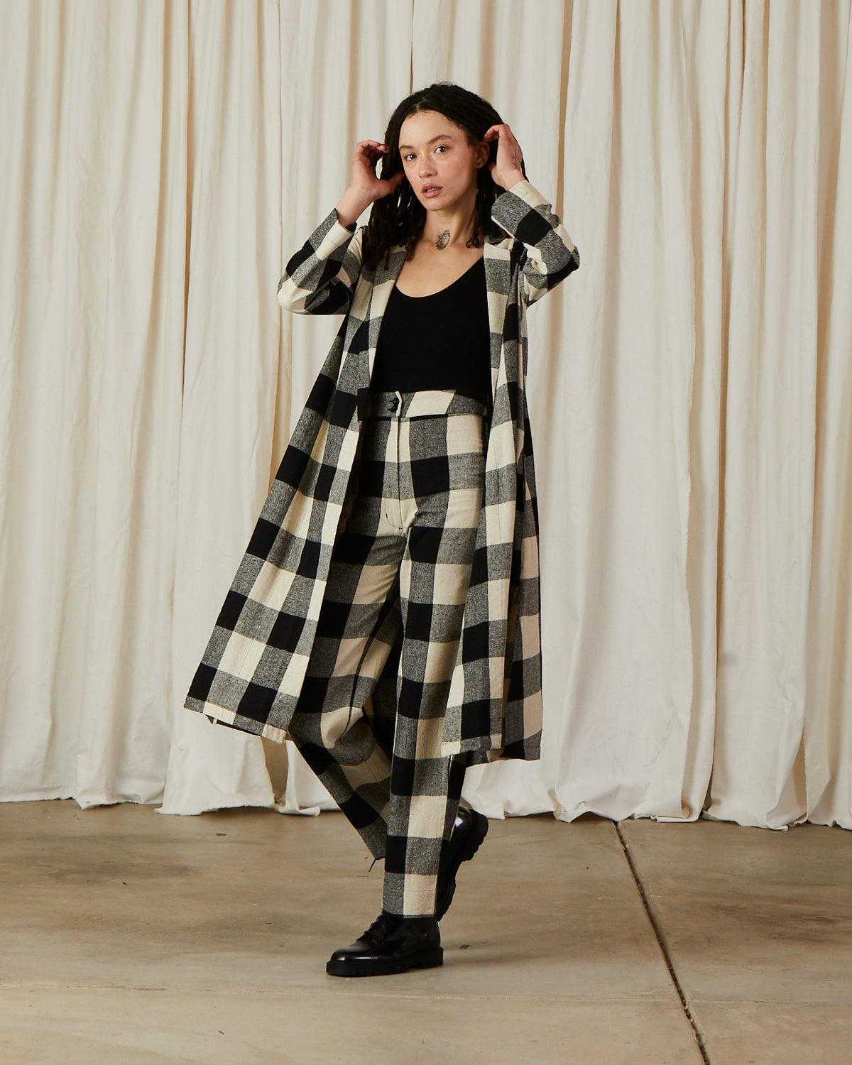 NOTCH JACKET - BLACK/CREAM PLAID