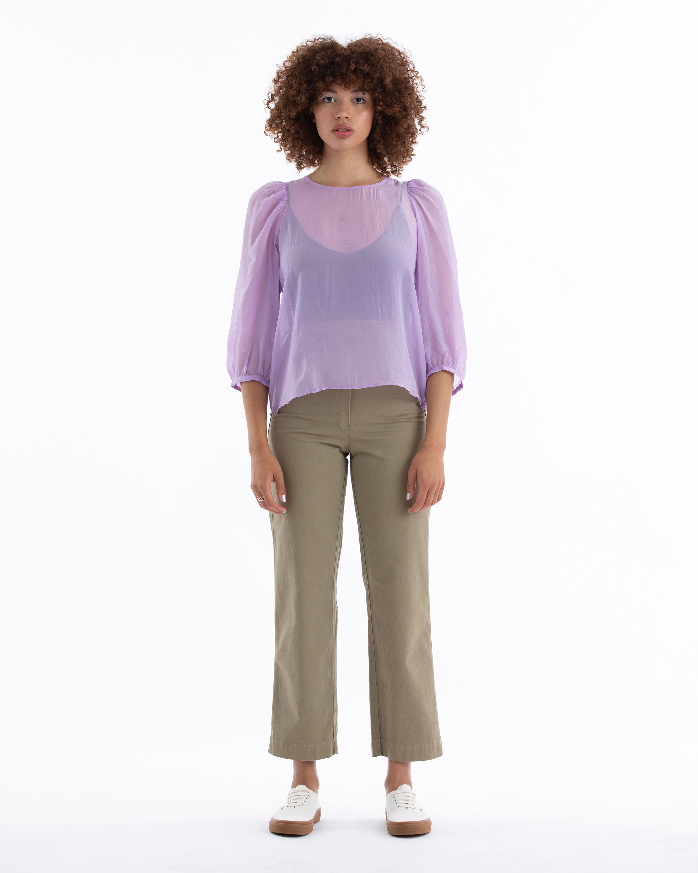 SAMPLE - COTTON FLY FRONT PANT W/ POCKETS - KHAKI