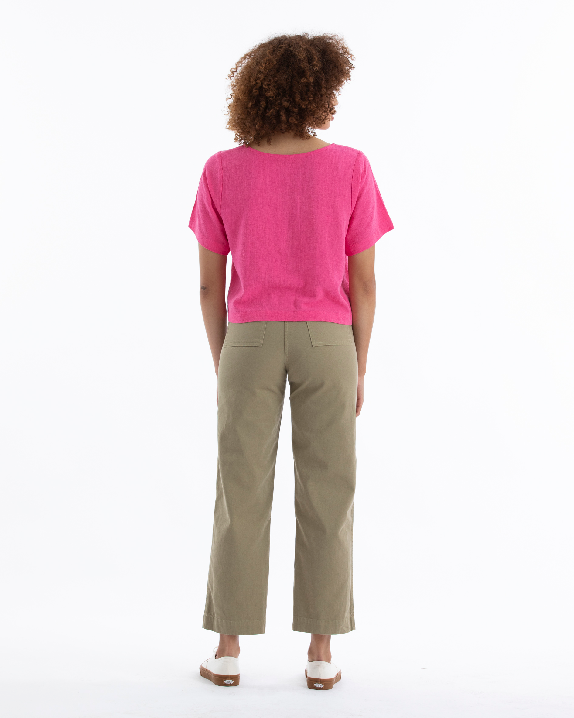 SAMPLE - COTTON FLY FRONT PANT W/ POCKETS - KHAKI