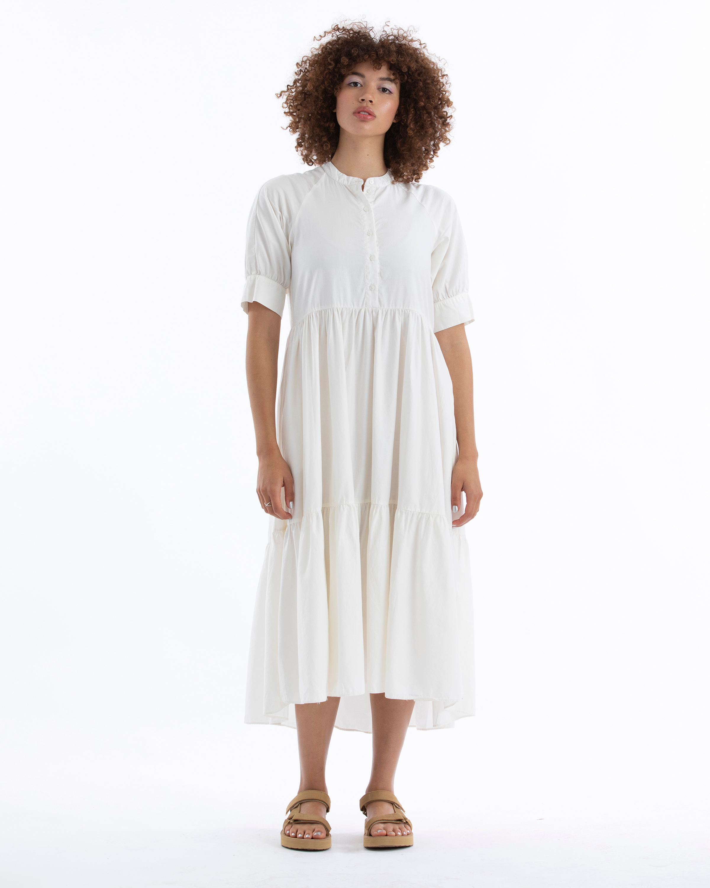 RAGLAN TIERED DRESS - BONE