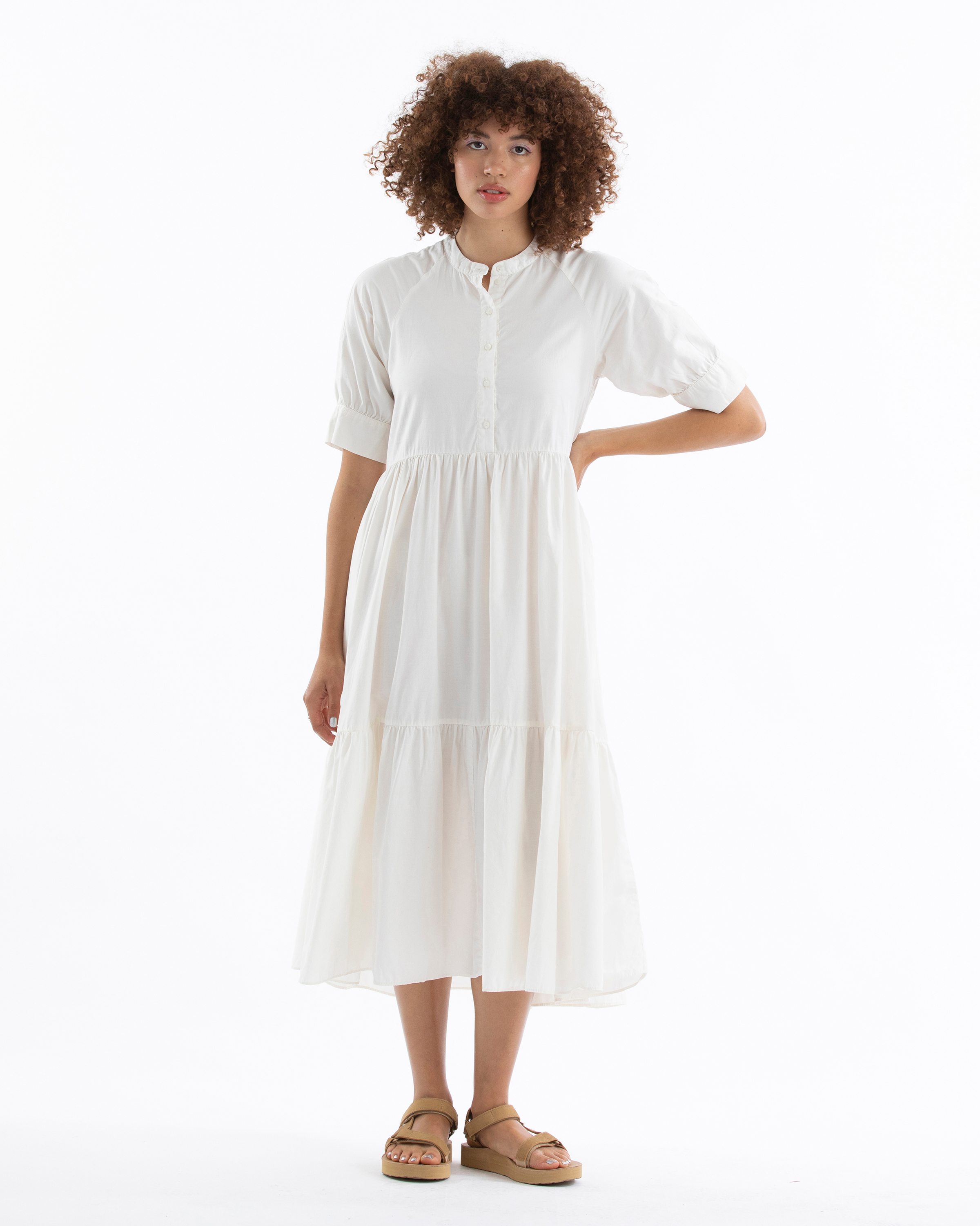 RAGLAN TIERED DRESS - BONE