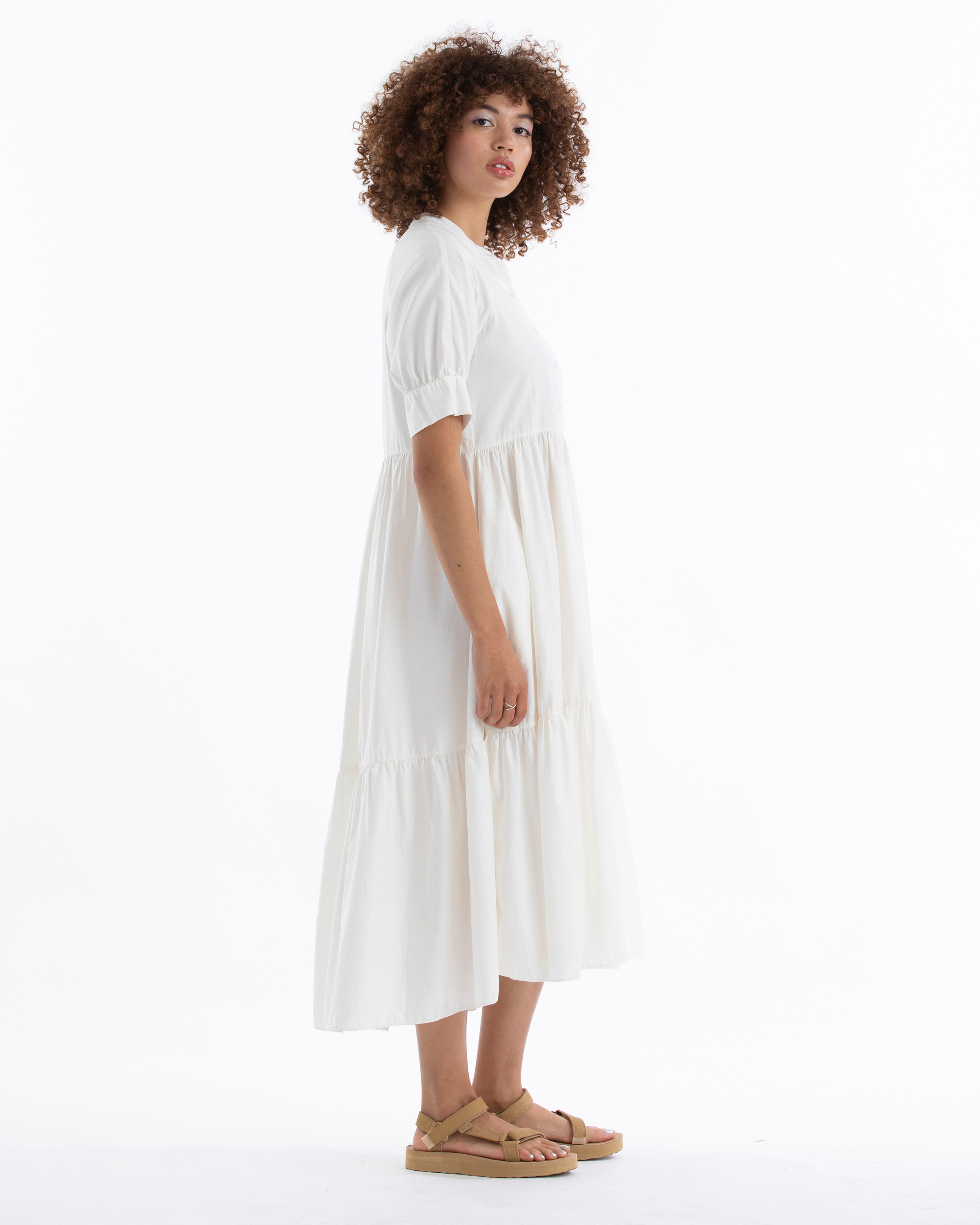 RAGLAN TIERED DRESS - BONE