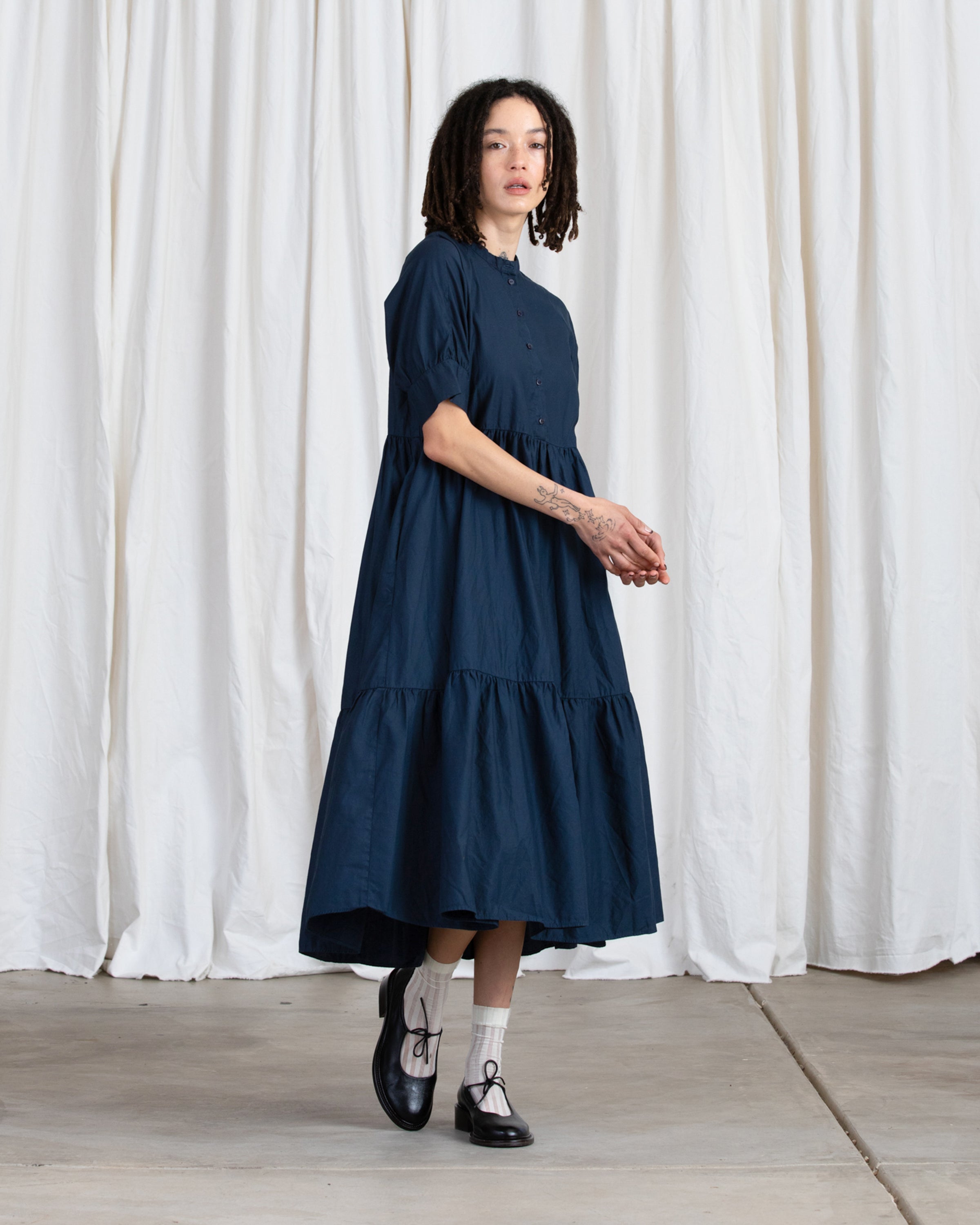 RAGLAN TIERED DRESS - NAVY