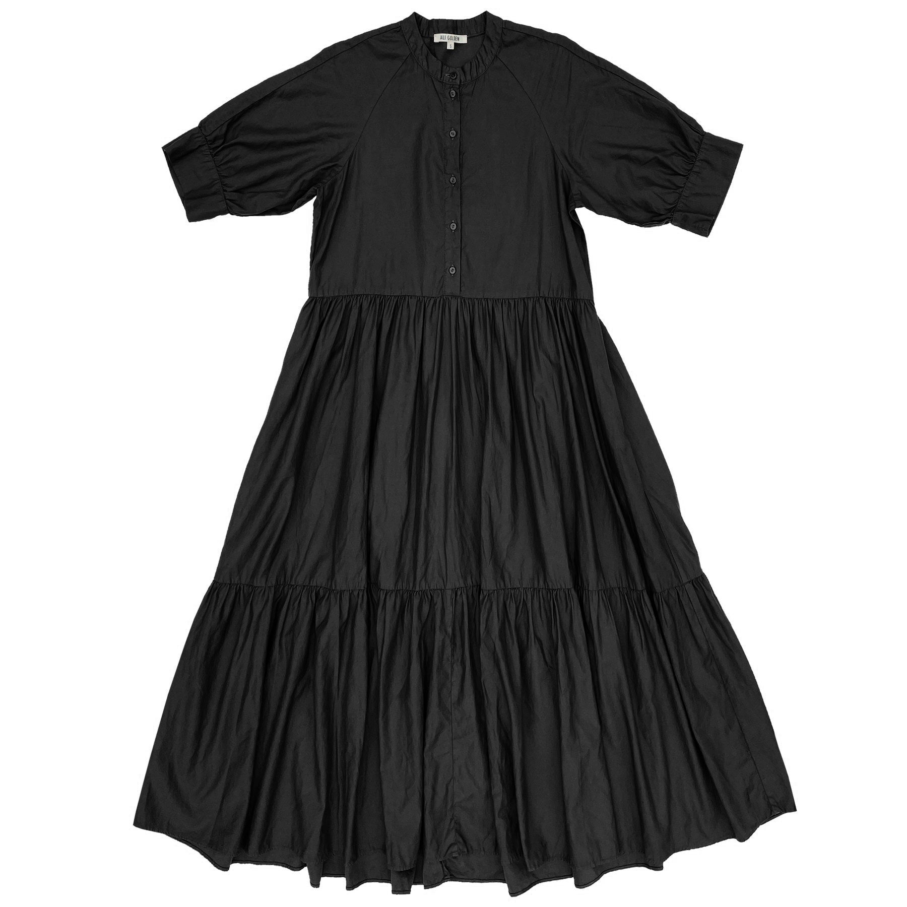 RAGLAN TIERED DRESS - BLACK