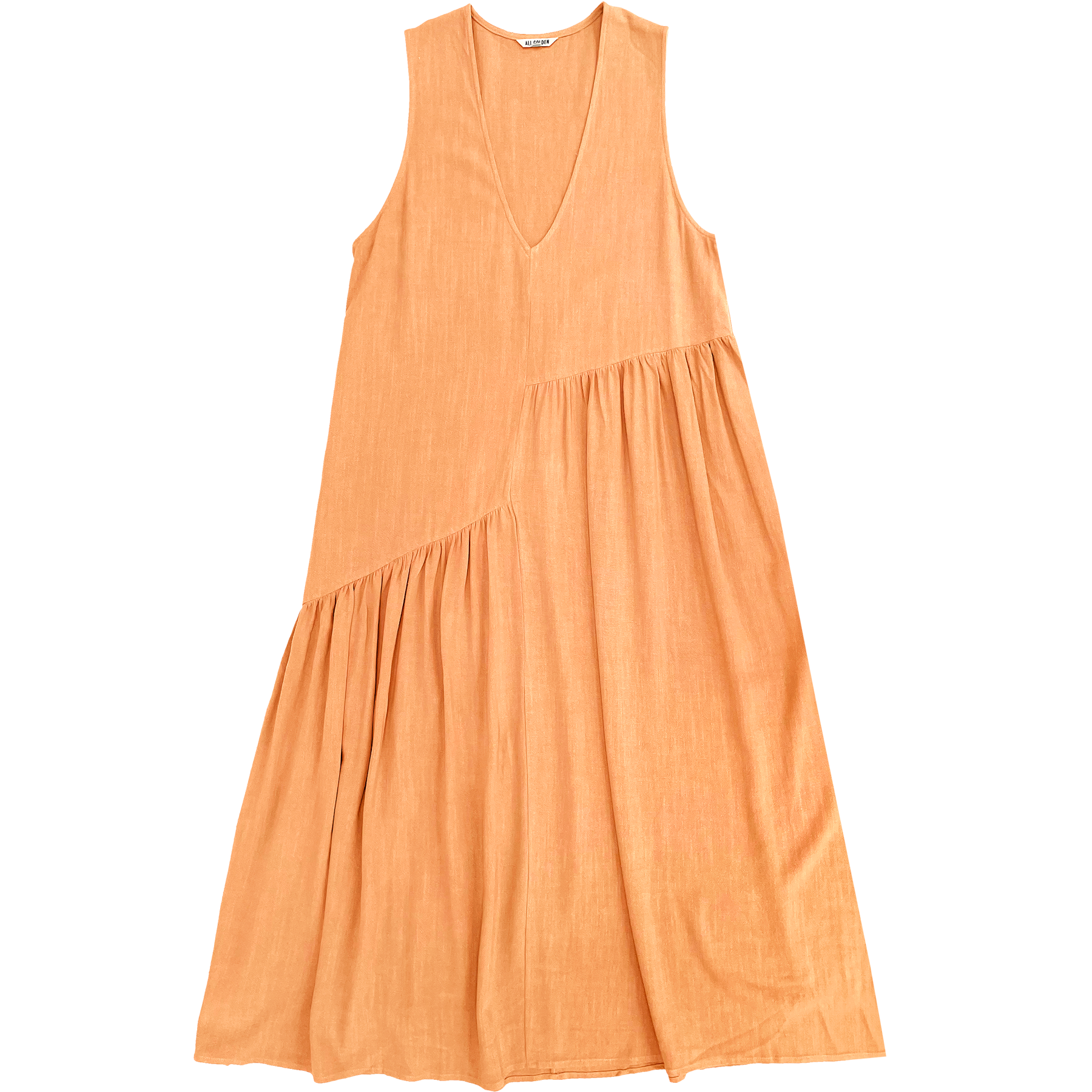 SAMPLE - V-NECK DRESS W/ GATHERS - SHERBET