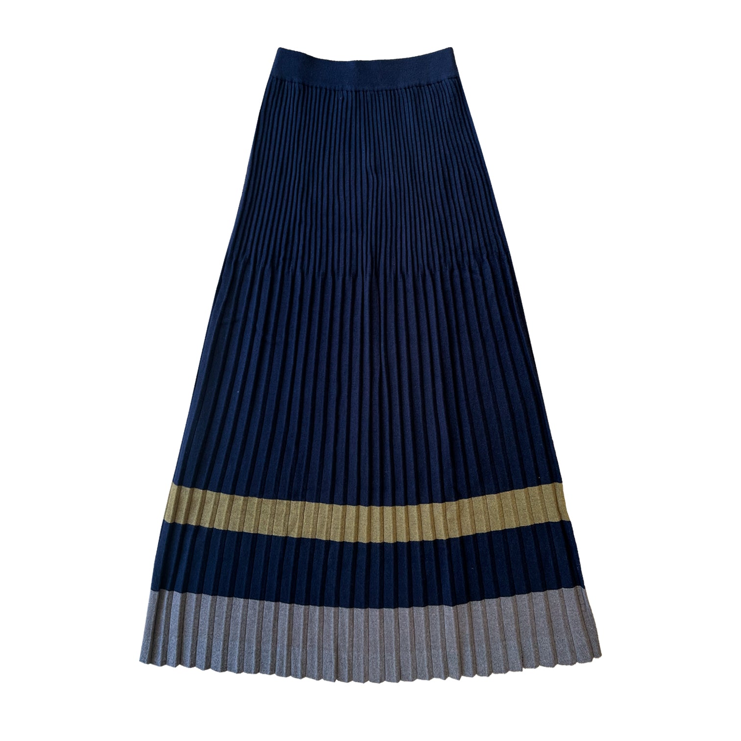 PLEATED KNIT SKIRT - NAVY