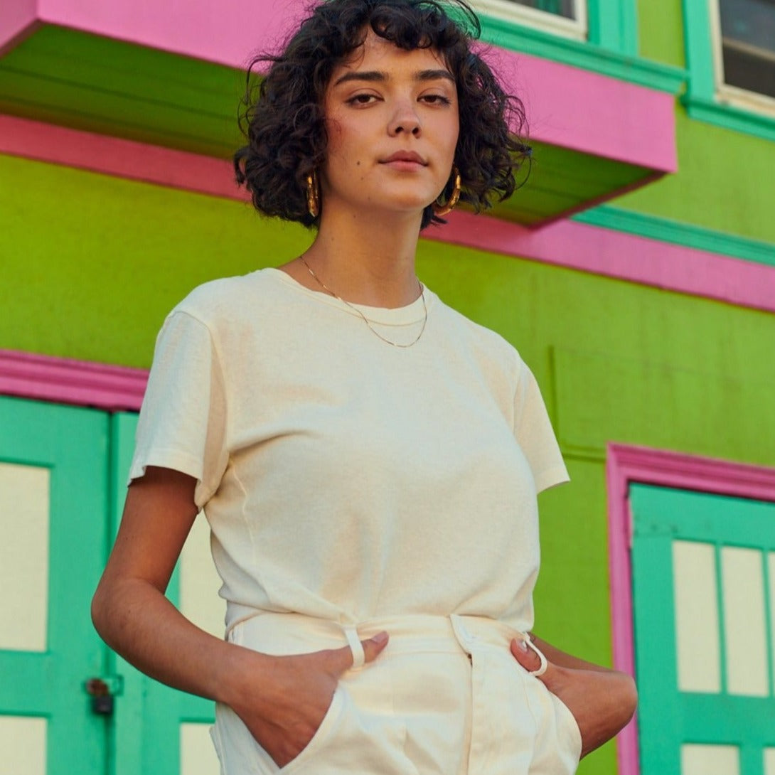 CROPPED LOREL TEE - SALMON