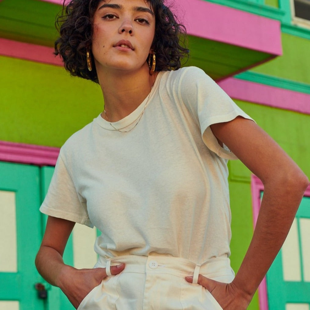 CROPPED LOREL TEE - SALMON