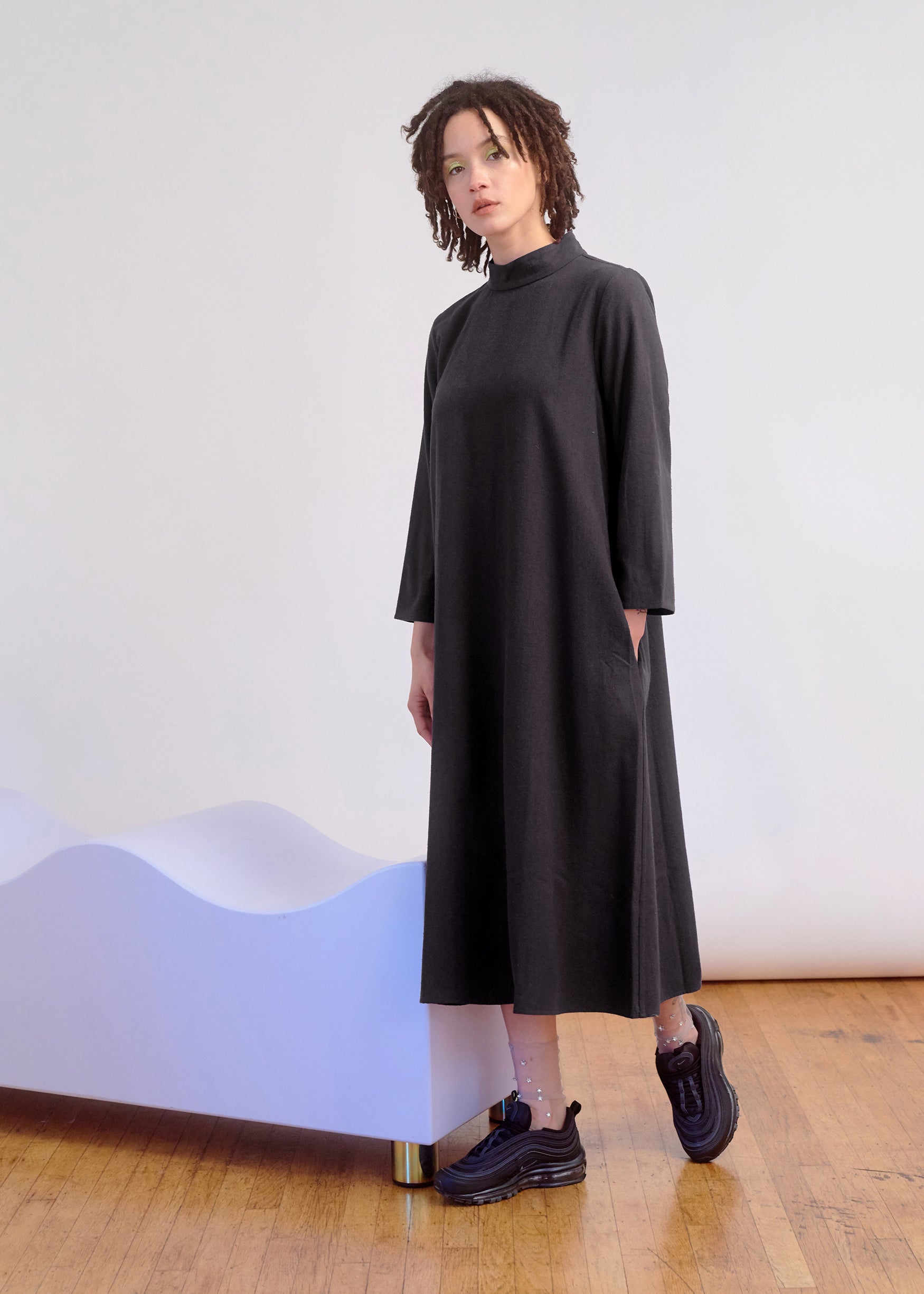 SAMPLE - MOCK NECK DRESS - BLACK