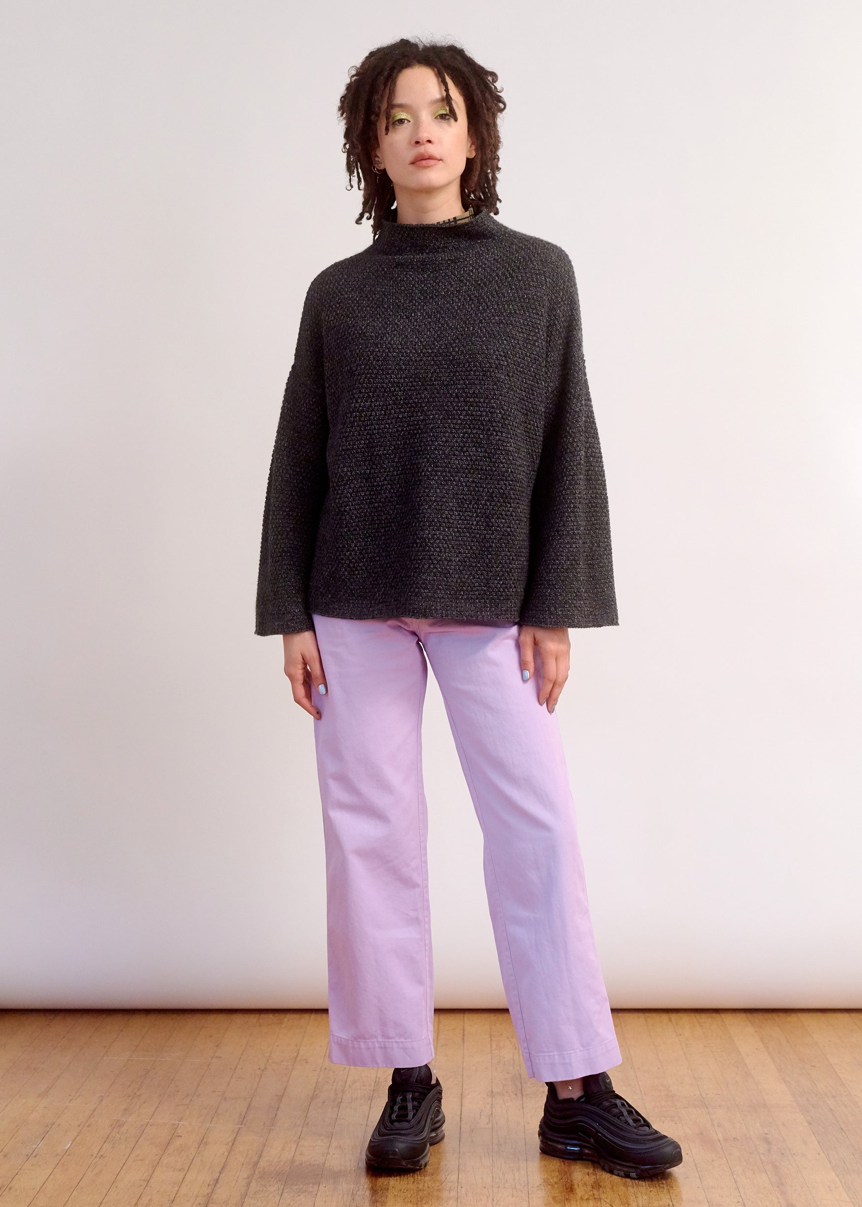 SAMPLE - ALPACA BLEND MOCK TURTLENECK - CHARCOAL MELANGE