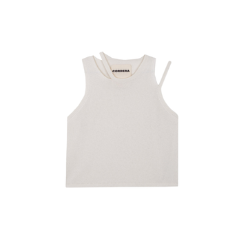 VISCOSE CUT-OUT TOP - MARSHMALLOW