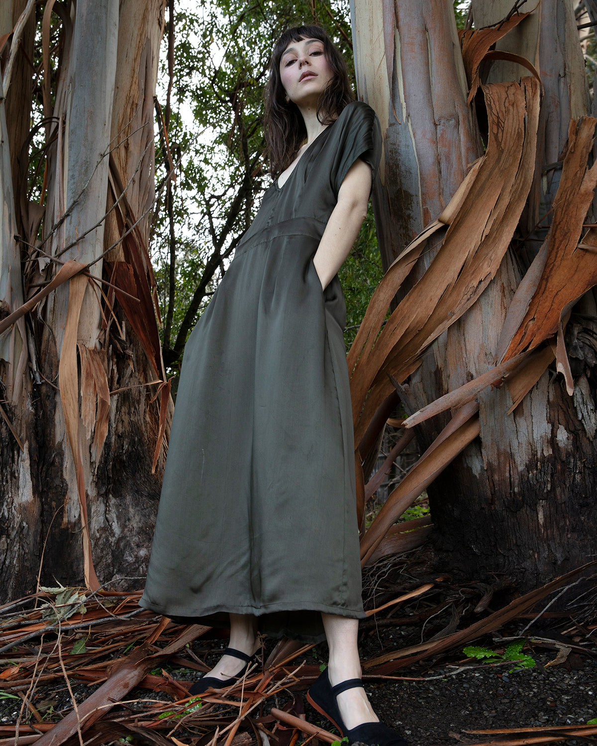 SAMPLE - DEEP V-NECK DRESS - BLACK