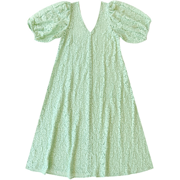 LACE DOUBLE V-NECK MAXI DRESS - SEA FOAM GREEN
