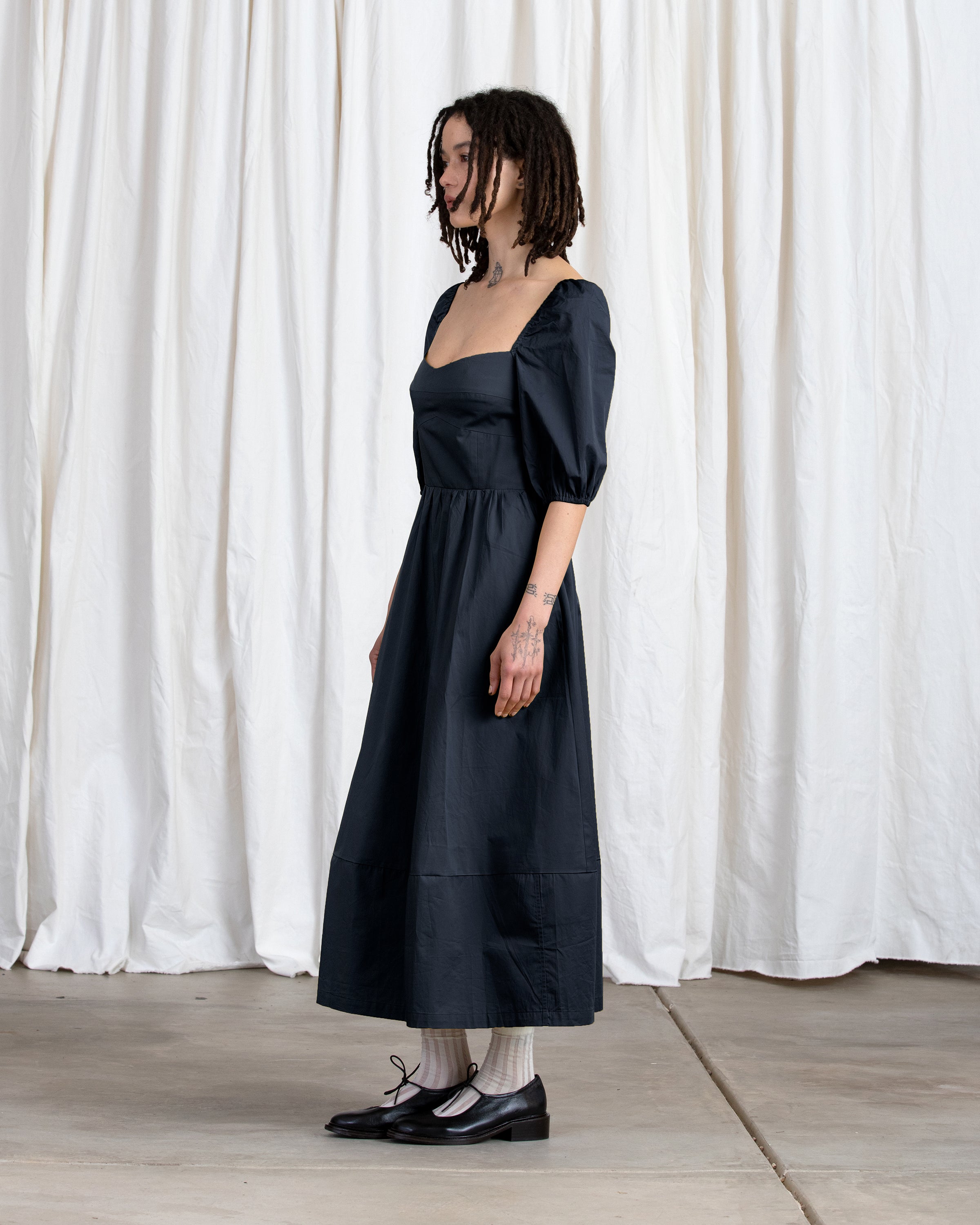 SAMPLE - SWEETHEART MIDI DRESS - FADED NAVY