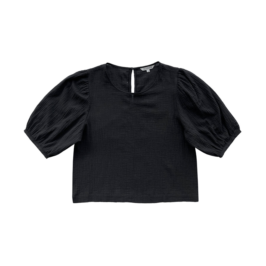 PUFF SLEEVE TOP - BLACK VOILE