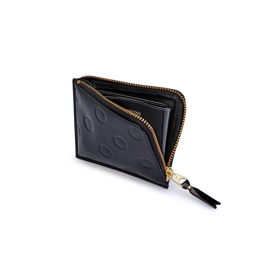 CORNER ZIP WALLET - EMBOSSED DOT - BLACK