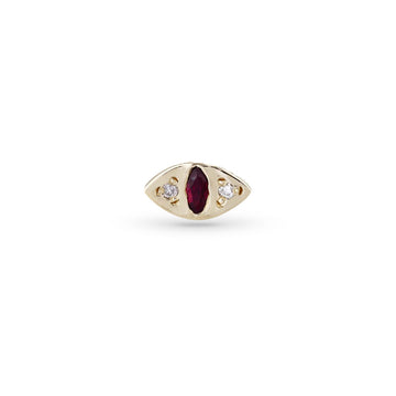 CAT EYE STUD W/ RUBY (sold individually)